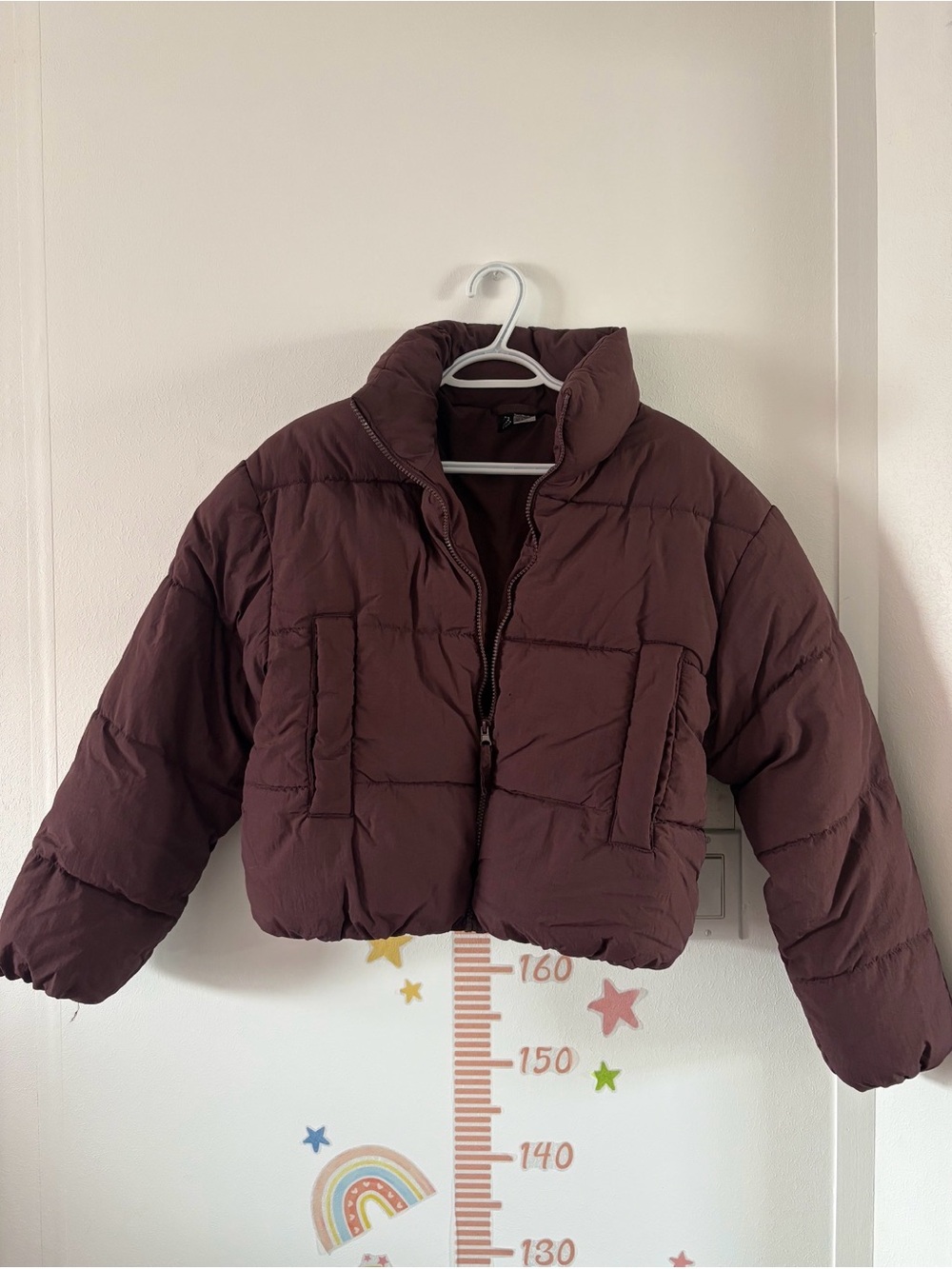 Cropped Puffer Jacket in Deep Plum Medium